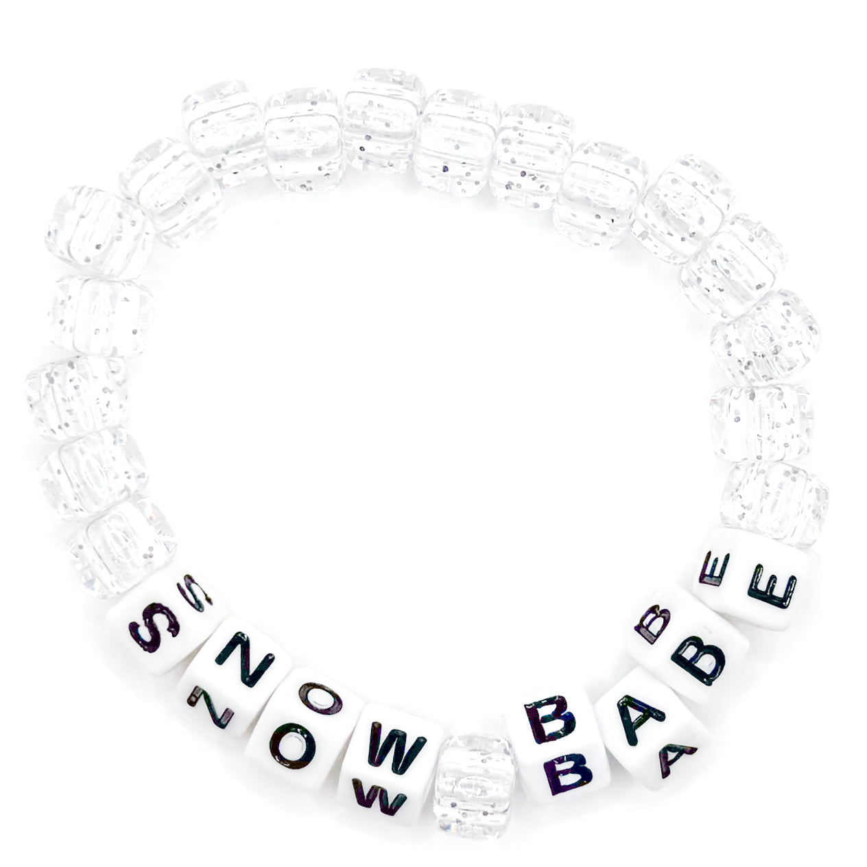 Clear "Snow Babe" Beaded Bracelet