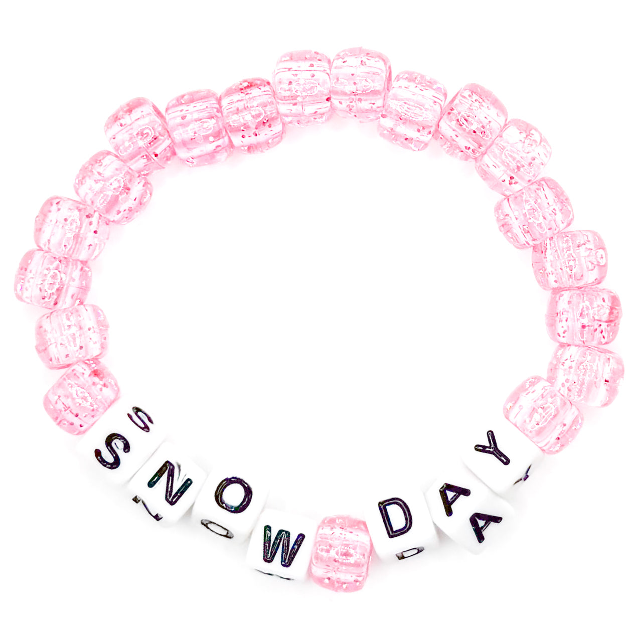Pink "Snow Day" Beaded Bracelet
