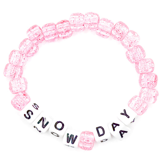 Pink "Snow Day" Beaded Bracelet
