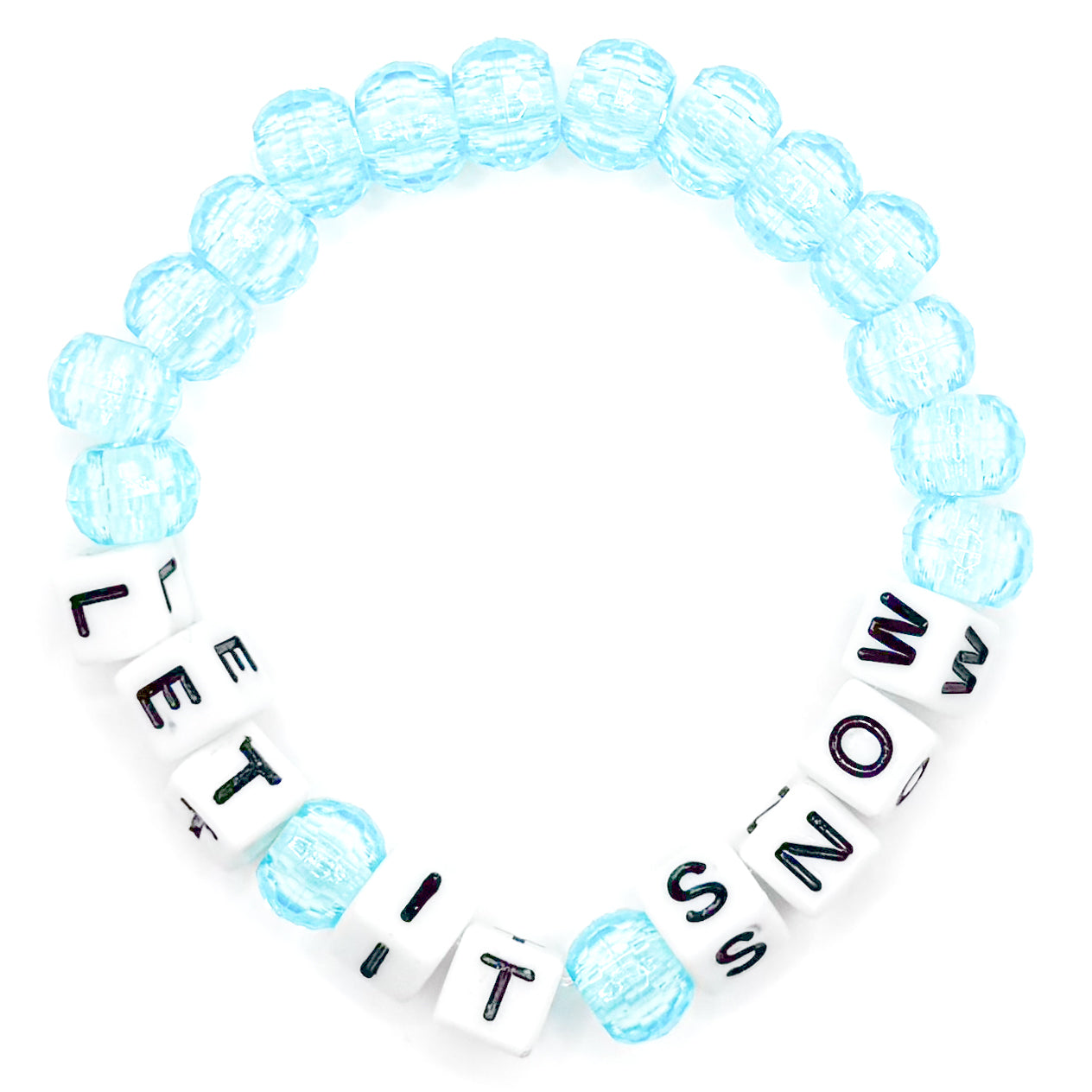 Blue "Let It Snow" Beaded Bracelet