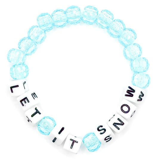 Blue "Let It Snow" Beaded Bracelet