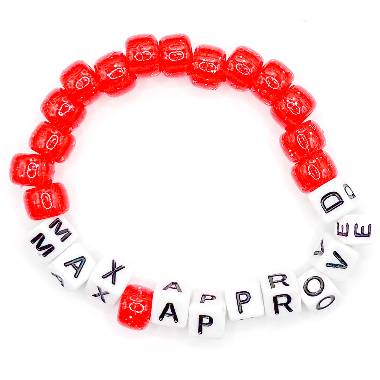 Red "Max Approved" Beaded Bracelet