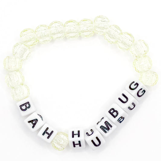 Clear "Bah Humbug" Beaded Bracelet