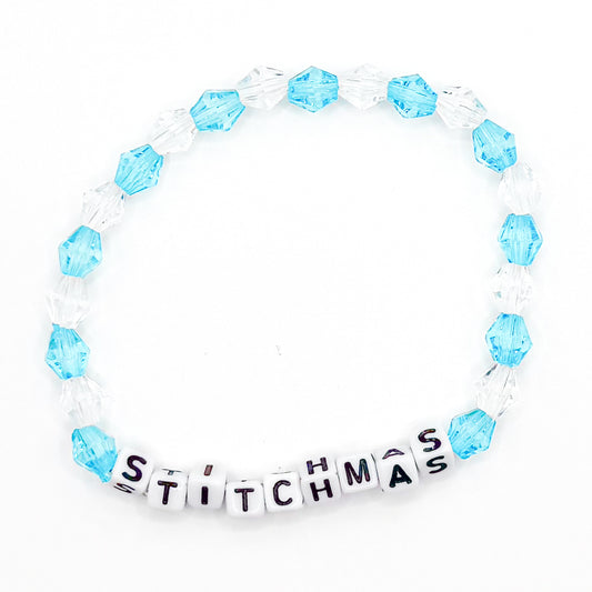 Blue "Stitchmas" Bead Buddy Bracelet
