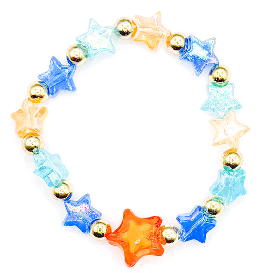 Blue and Orange Stars Beaded Bracelet