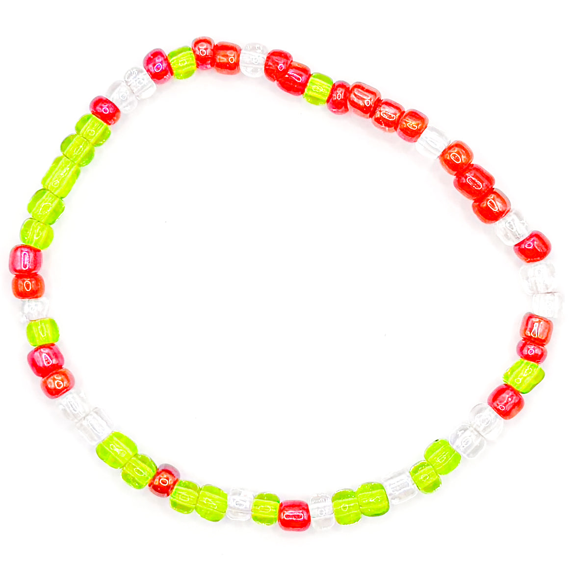 Clear Christmas Seed Beaded Bracelet