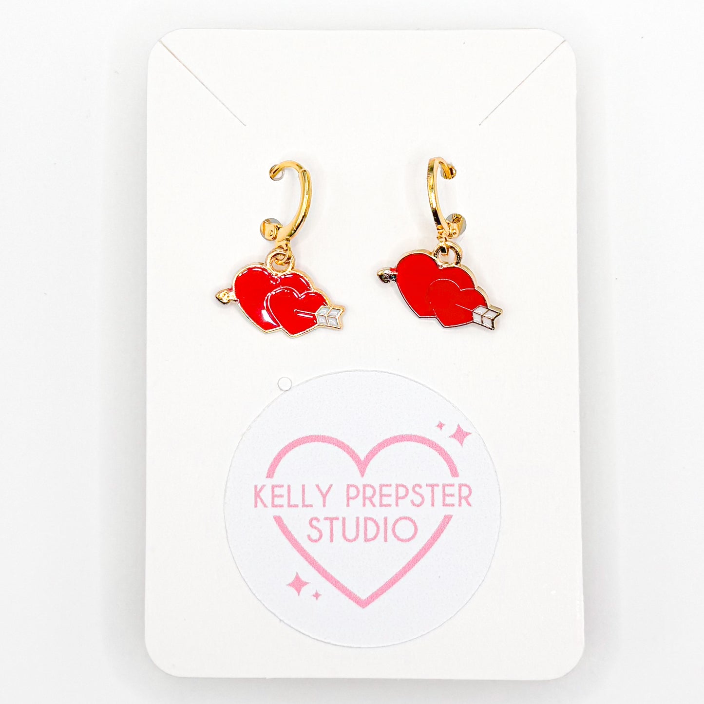 Double Hearts Huggie Earrings