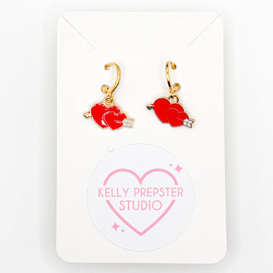Double Hearts Huggie Earrings