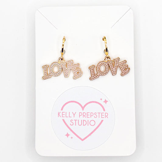 Sparkly Love Huggie Earrings