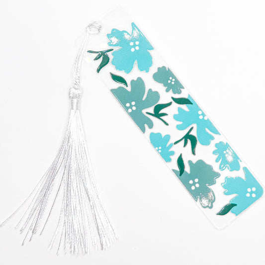 Blue Flowers Acrylic Bookmark