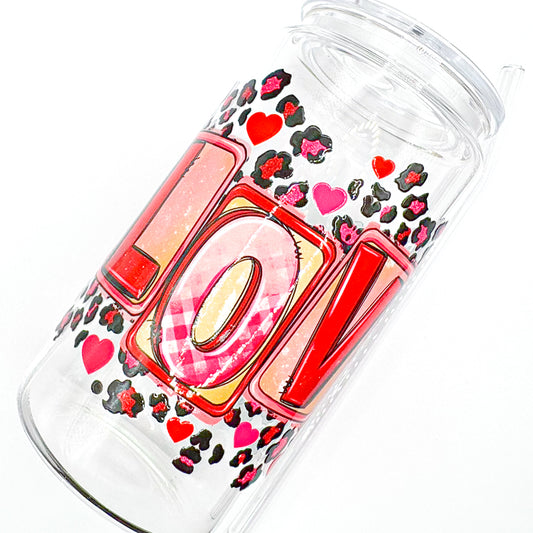 "Love" Cheetah Print Cup - 16oz