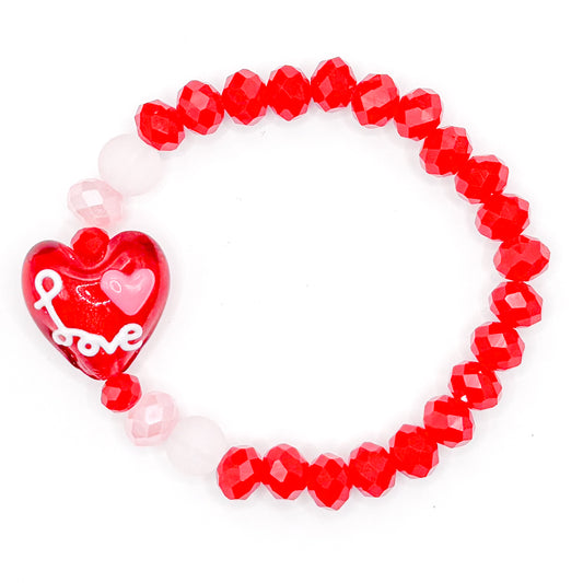 "Love" Heart 2.0 Glass Beaded Bracelet
