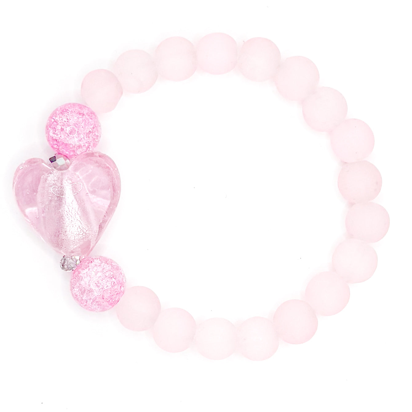 Bubble Heart Glass Beaded Bracelet