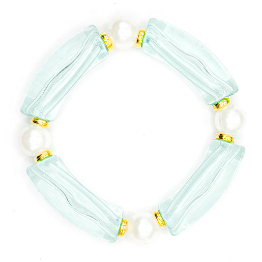 Light Blue Preppy Stacker Beaded Bracelet