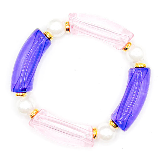 Purple and Pink Preppy Stacker Beaded Bracelet