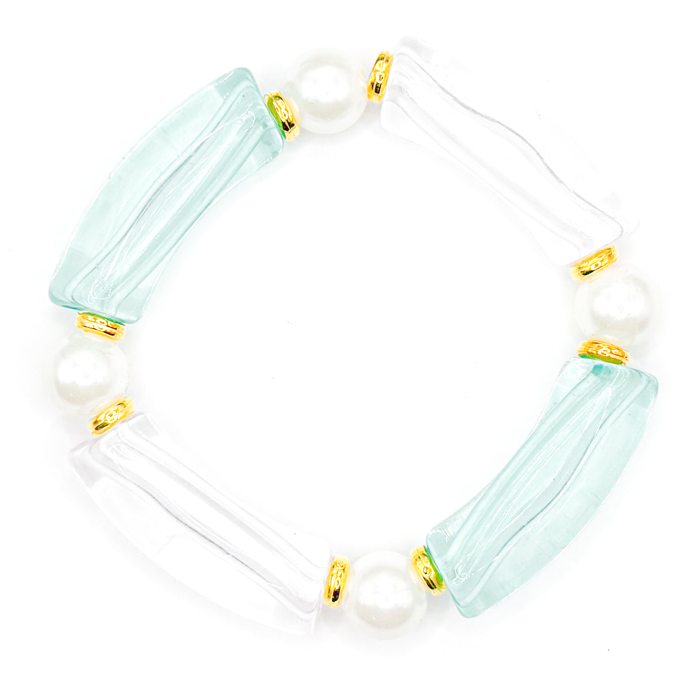 Blue and White Preppy Stacker Beaded Bracelet