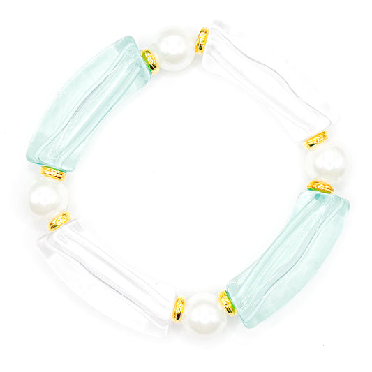 Blue and White Preppy Stacker Beaded Bracelet