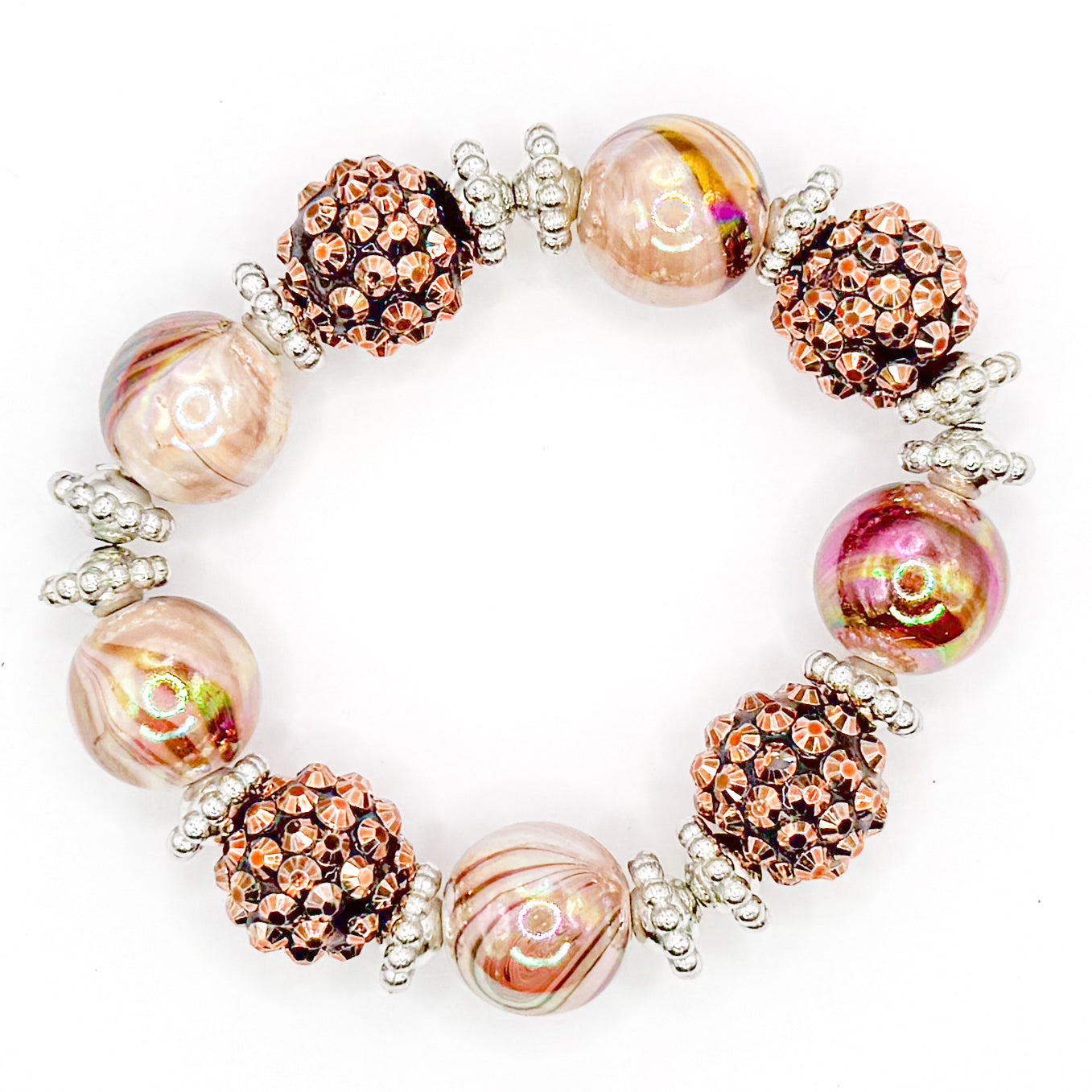 Rose Gold Glitter Beaded Bracelet