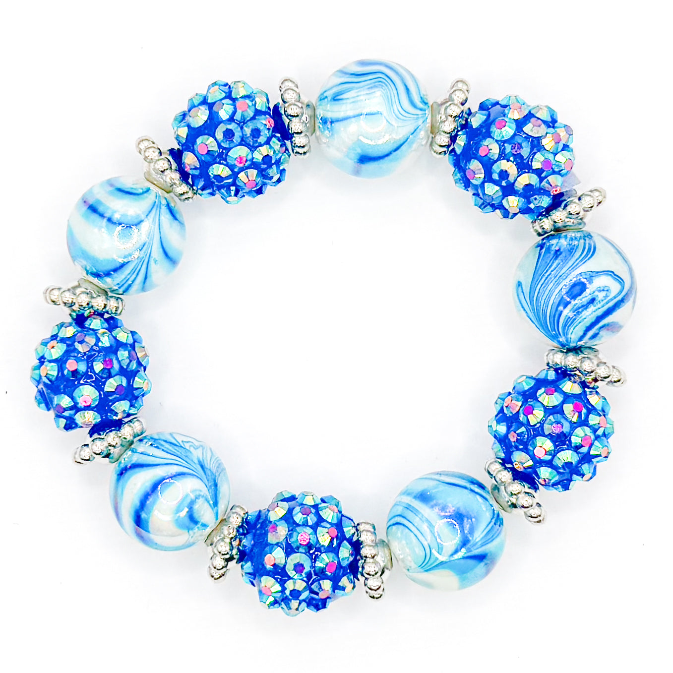 Blue Glitter Beaded Bracelet