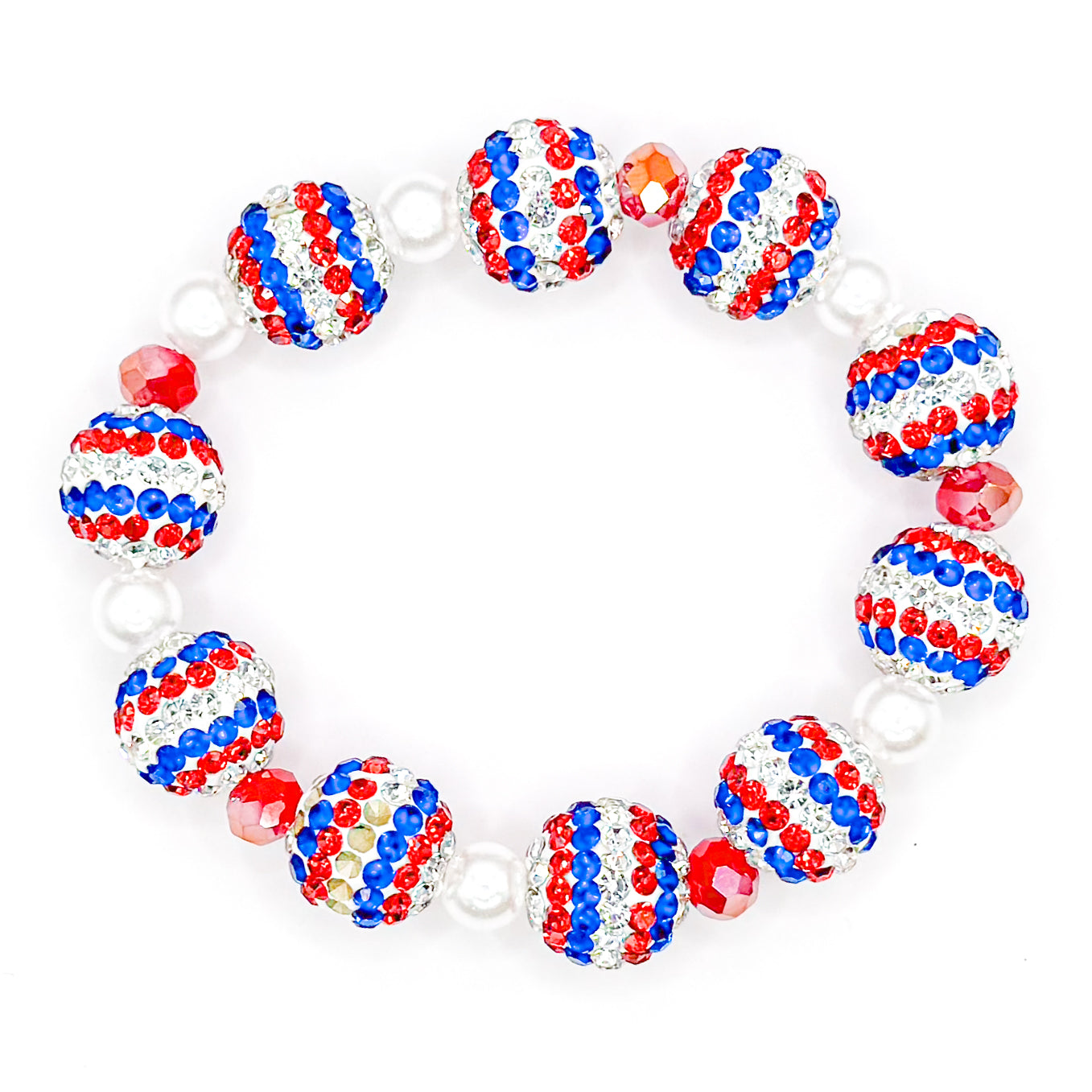 Patriotic Shimmer Pearls Beaded Bracelet