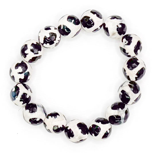 Cow Print Glass Beaded Bracelet