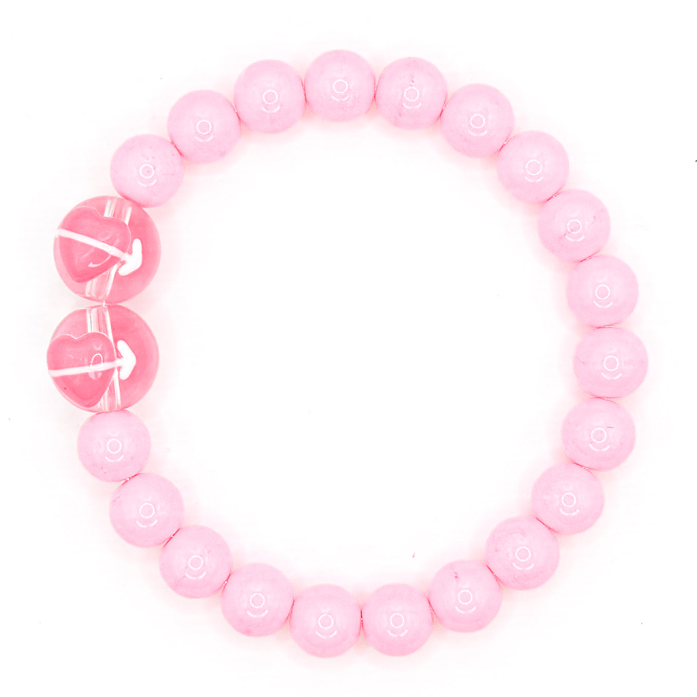 Pink Arrow Hearts Glass Beaded Bracelet