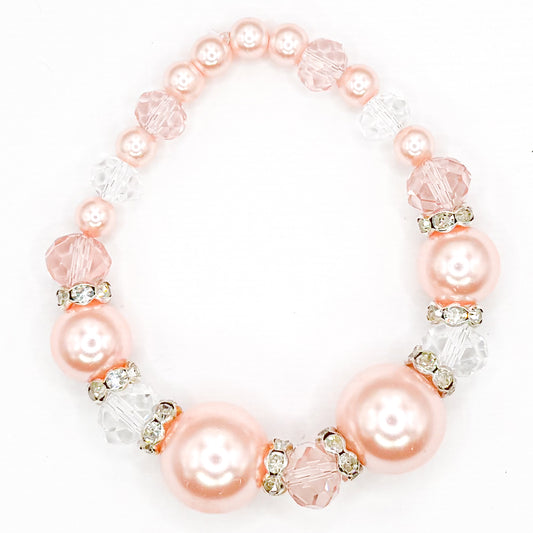 Elegant Pink Pearls Glass Beaded Bracelet