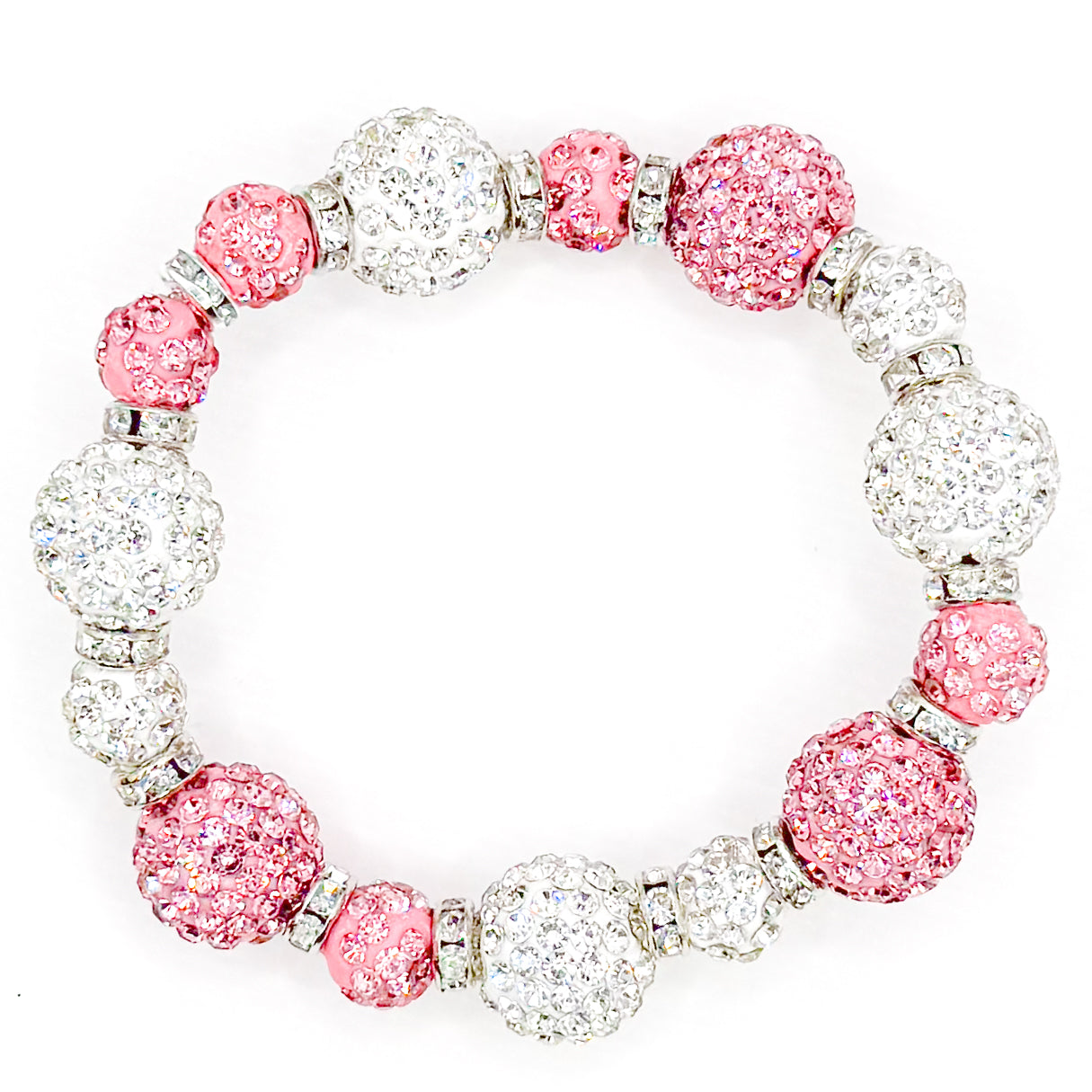 Pink and Silver Sparkle Beaded Bracelet