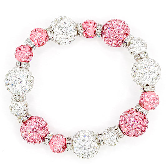 Pink and Silver Sparkle Beaded Bracelet