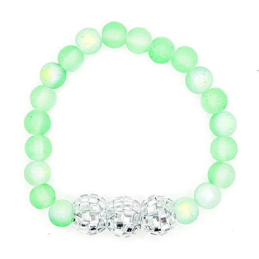 Green Disco Glass Beaded Bracelet