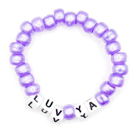 "Luv Ya" Purple Beaded Bracelet
