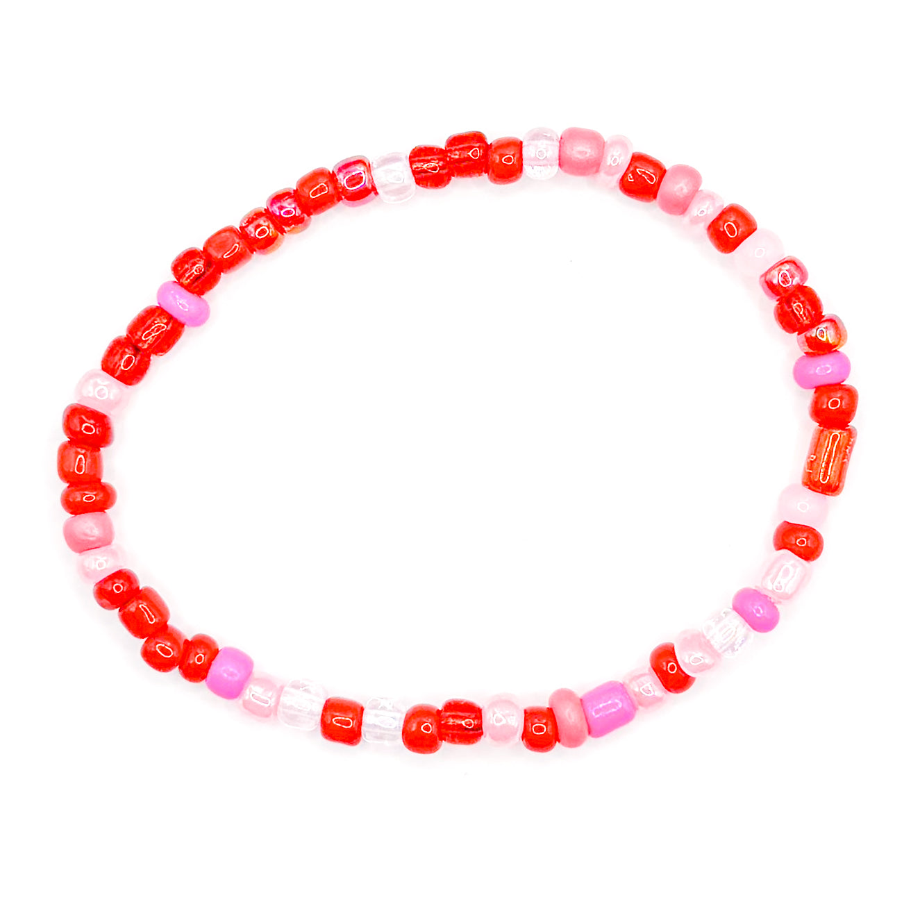 Red Candy Seed Beaded Bracelet