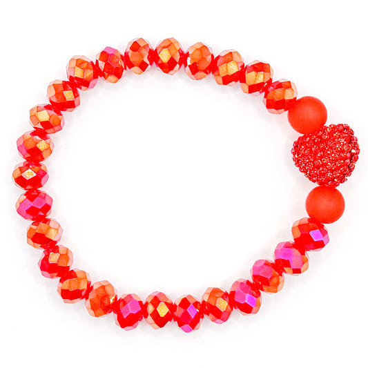 Heart Star Blast Glass Beaded Bracelet