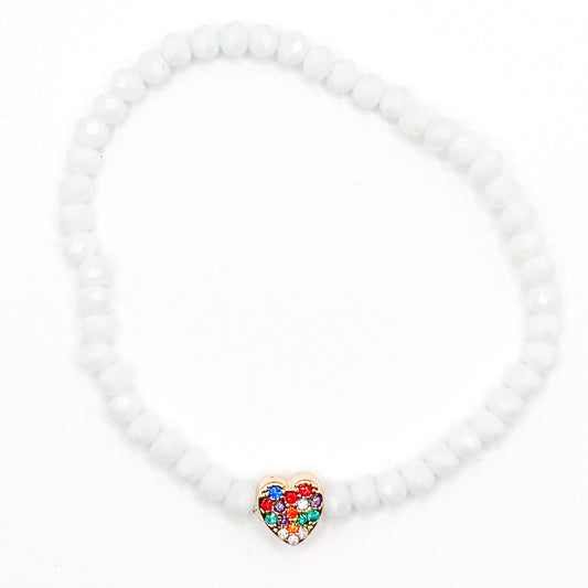 Gemstone Heart Glass Beaded Bracelet