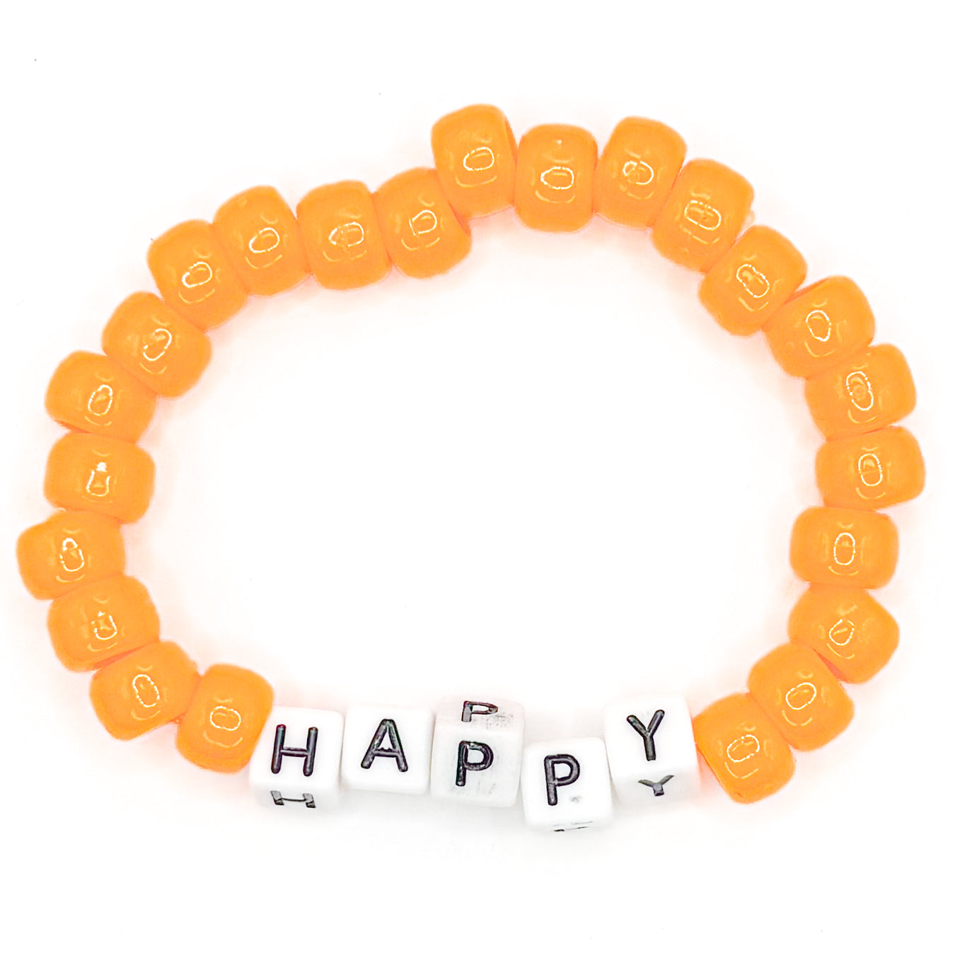 Orange "Happy" Beaded Bracelet