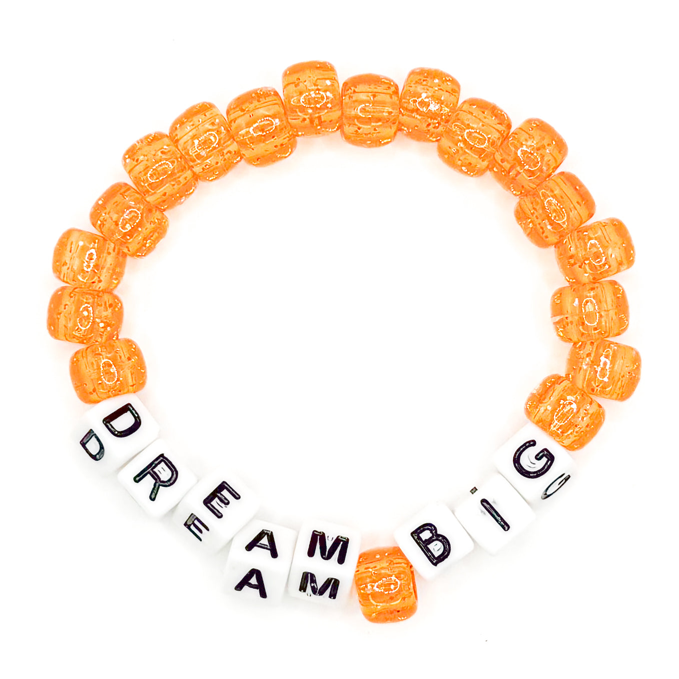 Orange "Dream Big" Beaded Bracelet