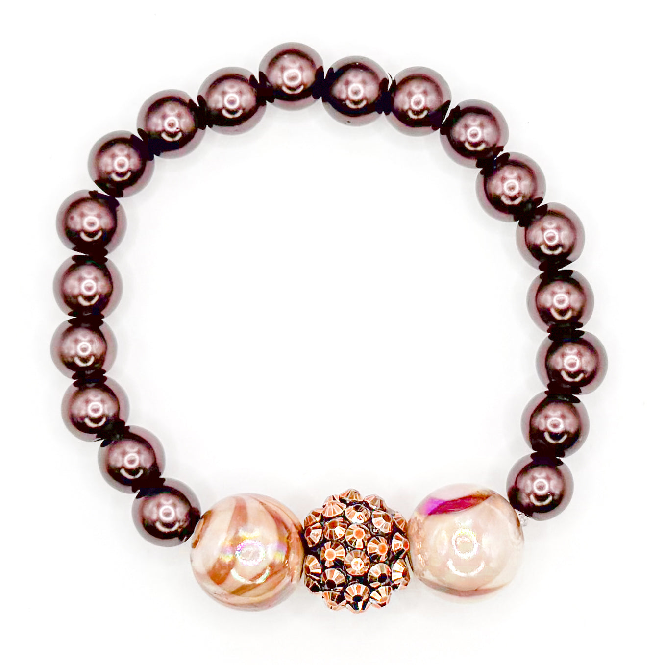 Mocha Shimmer Glass Beaded Bracelet