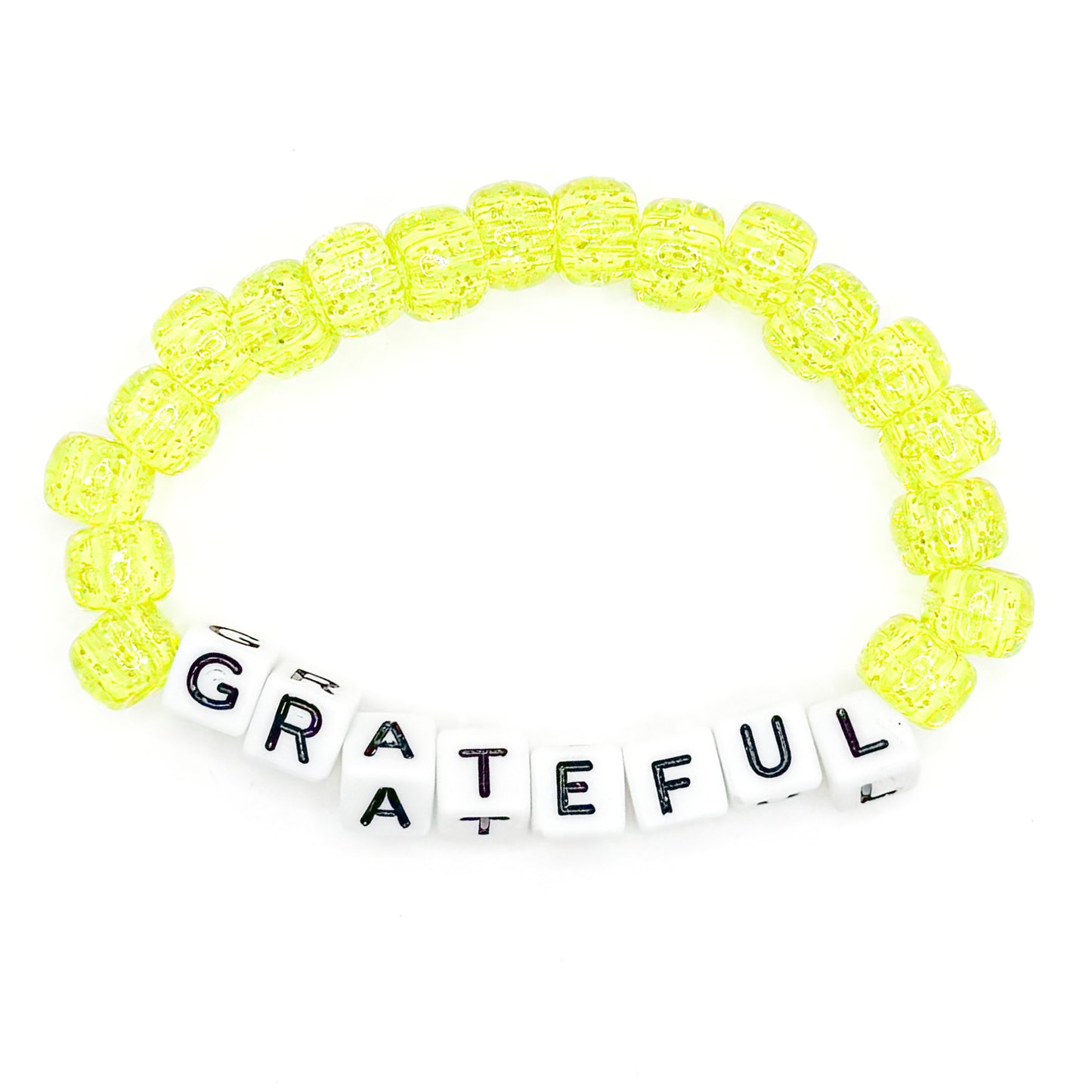 Yellow "Grateful" Beaded Bracelet