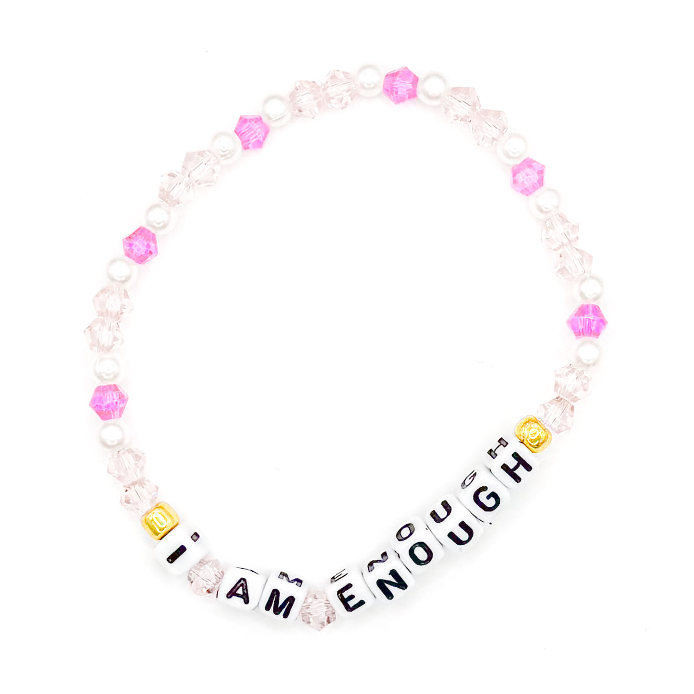 Pink "I am enough" Bead Buddy Bracelet