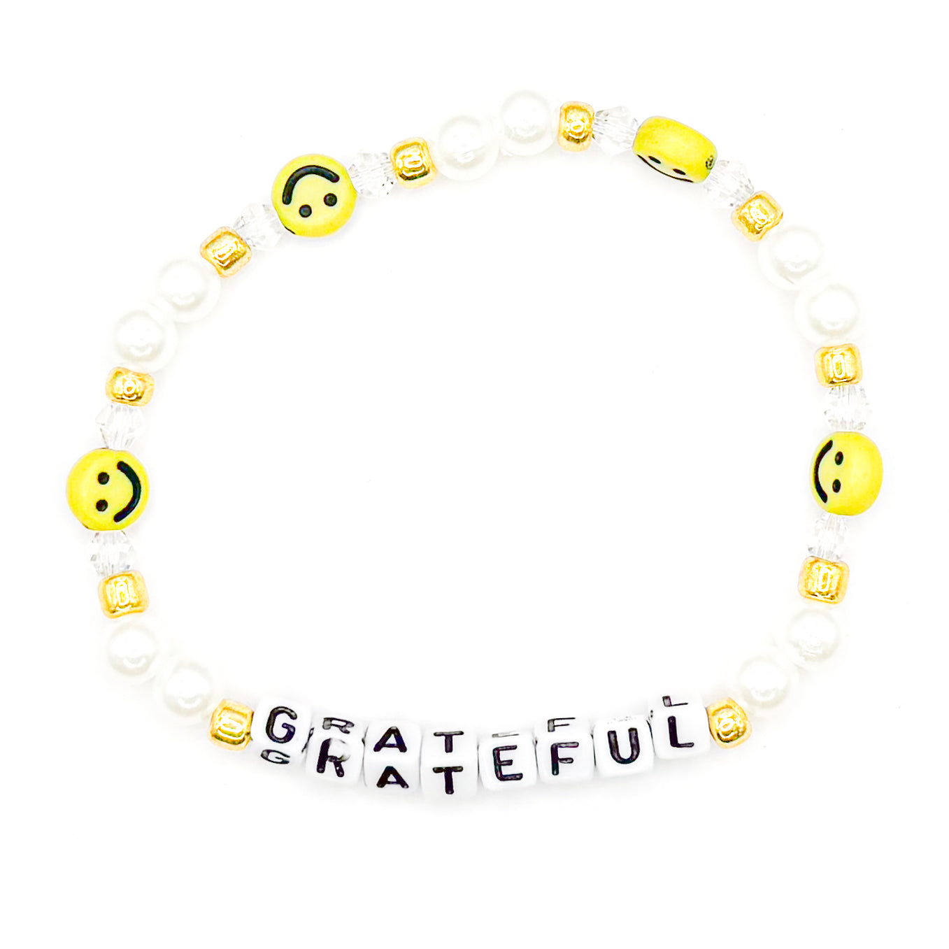 Smiley "Grateful" Bead Buddy Bracelet