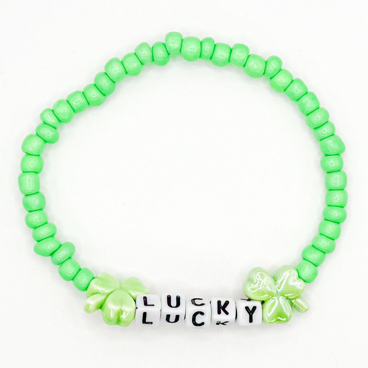 Light Green "Lucky" Seed Beaded Bracelet