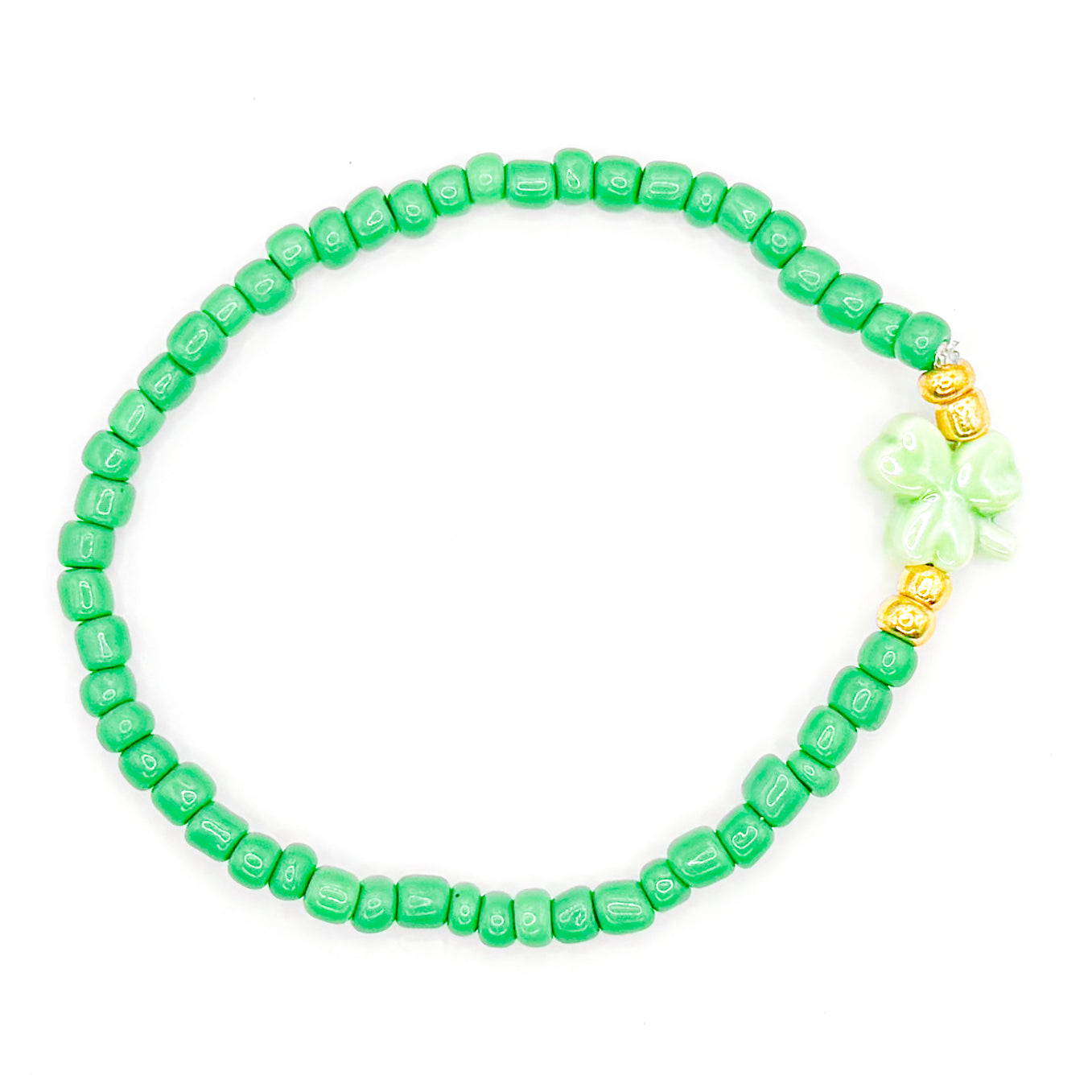 Lucky Green Clover Seed Beaded Bracelet