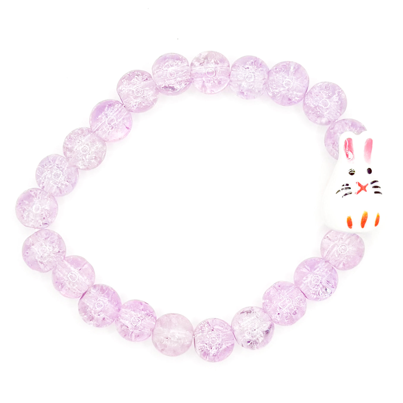 Purple Easter Bunny Glass Beaded Bracelet