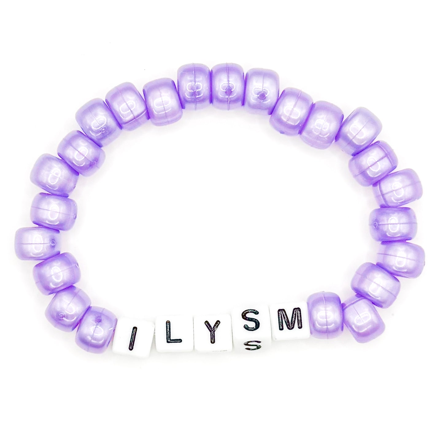 Purple "ILYSM" Beaded Bracelet