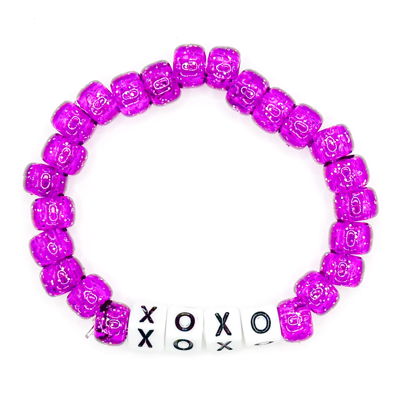 Purple "XOXO" Beaded Bracelet