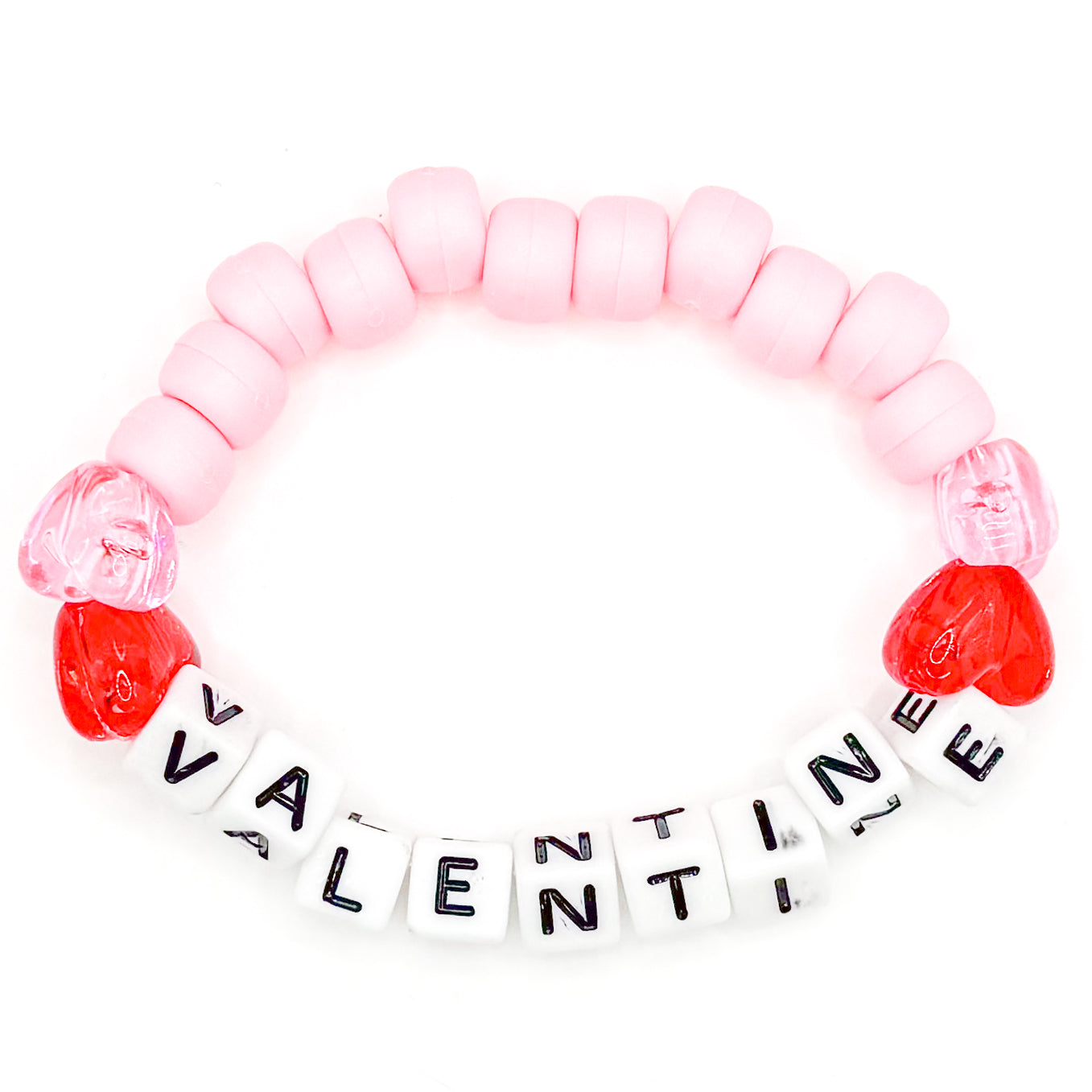 Pink "Valentine" Beaded Bracelet