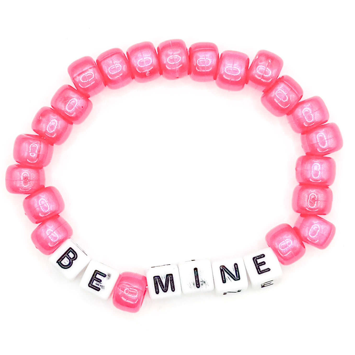 Pink "Be Mine" Beaded Bracelet