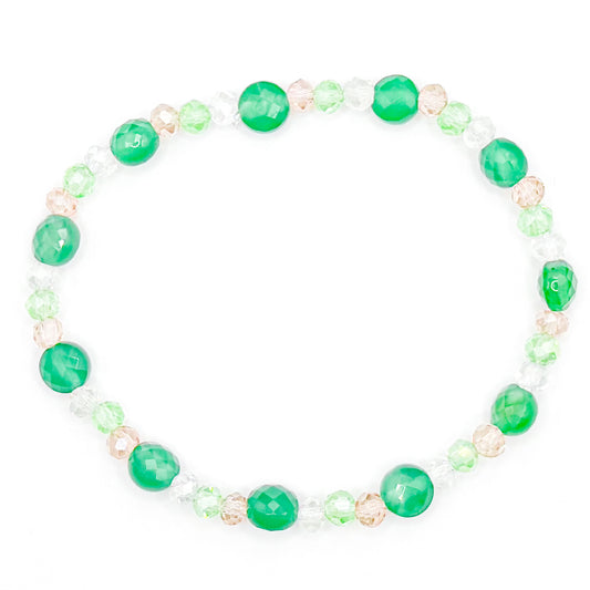 Green and Gold Splash Glass Beaded Bracelet
