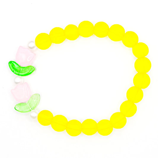 Yellow Spring Pop Glass Beaded Bracelet