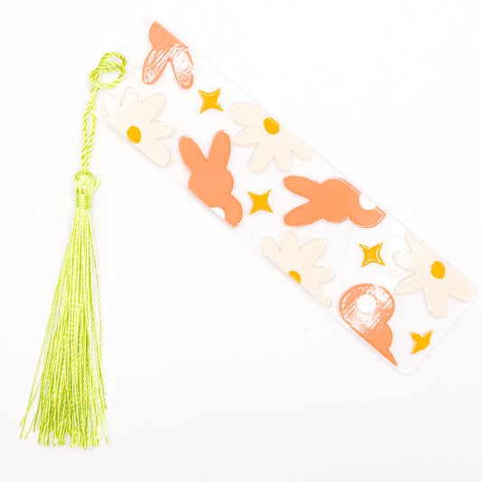 Spring Flower Bunnies Acrylic Bookmark